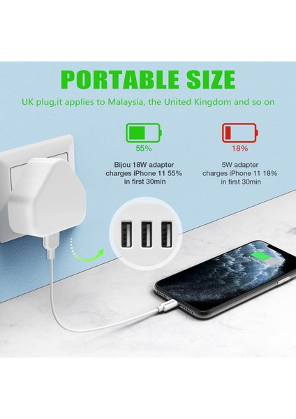 Evrensel USB Birleşik Krallık Fişi 3 Pimli Duvar Şarj Adaptörü (3 Bağlantı Noktası) (Yurt Dışından) indirimleri
