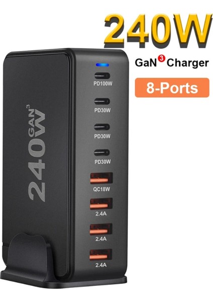 240W Usb-C 8 Bağlantı Noktalı Pd Gan Şarj Cihazı Pd3.0 Qc3.0 Hızlı Şarj Beyaz (Ab) (Yurt Dışından) modelleri