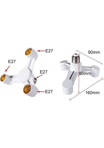 3ın1 E27 - E27 Genişletilmiş LED Lamba Ampuller Soket Ayırıcı Adaptör (Yurt Dışından)