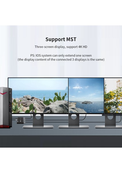 Displayport 8k 1x3 Dp Ayırıcı 8K60Hz 4K120Hz Çoklu Monitör Ayırıcı (Yurt Dışından)