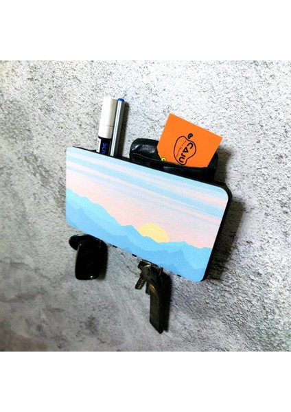 Dekoratif Manzara Desenli Bölmeli Ahşap Anahtarlık Askılık Duvar Dekor indirimleri