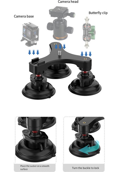 Gopro 12 INSTA360 Go3 Için Top Kafa Montajlı Üçlü Büküm Vantuz (Yurt Dışından) fiyatları
