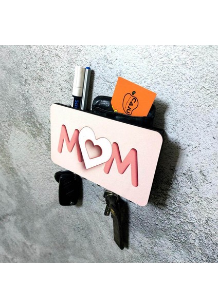 Pembe Kalpli Mom Anne Yazılı Bölmeli Anahtarlık Duvar Askılık Dekor fiyatları