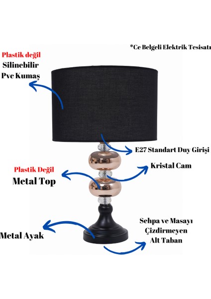 Th - 250187 Gold Renk Metal Toplu Ayaklı Abajur Masa Lambası fiyatları
