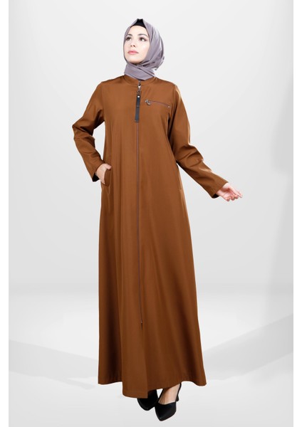 3837 Fermuarlı Bondit Taba Pardesü