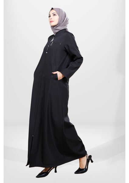 3837 Fermuarlı Bondit Siyah Pardesü fiyatları