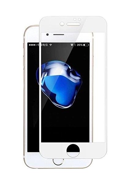 JM225 Iphone 7 Plus Tam Kaplayan Temperli Erkan Koruyucu Beyaz Beyaz