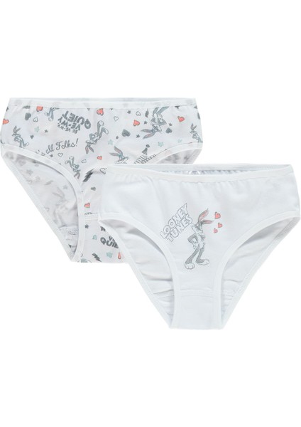 Kız Çocuk 2'li Külot Set 2-10 Yaş Beyaz