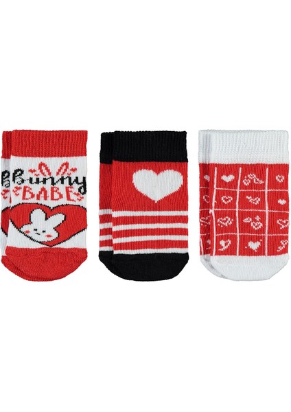 Kız Bebek 3'lü Çorap Set 6-18 Ay Kırmızı