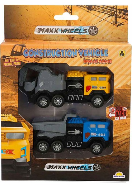 Maxx Wheels 2'li Inşaat Aracı Mavi