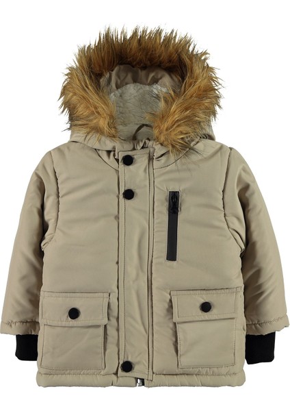 Erkek Bebek Kapüşonlu Mont 6-18 Ay Bej