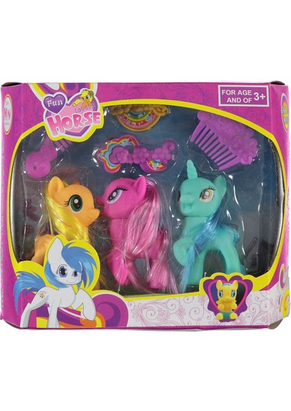 Can Oyuncak Kutulu 3'lü Pony Seti Renkli