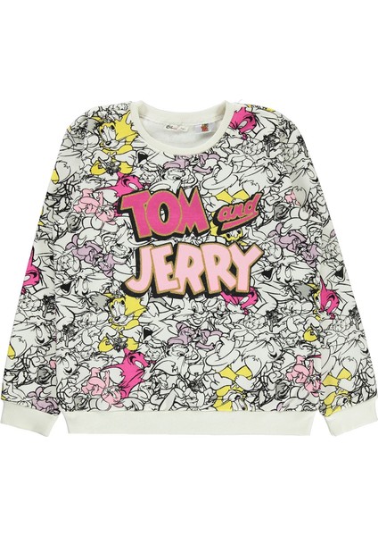 Tom And Jerry Tom ve Jerry Kız Çocuk Sweatshirt 10-13 Yaş Ekru