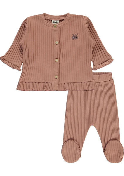 Civil Baby Kız Bebek Pijama Takımı 3-6 Ay Koyu Somon