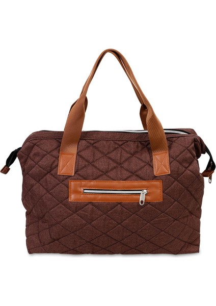 Kapitoneli Mommy Bag Anne Bebek Bakım Çantası Kahverengi modelleri