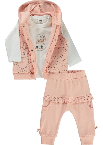 Kız Bebek 3'lü Takım 6-18 Ay Pudra