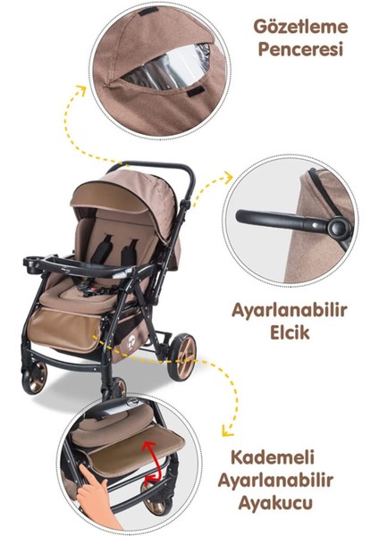 Combo Maxi Pro Çift Yönlü Bebek Arabası Kahverengi fiyatları