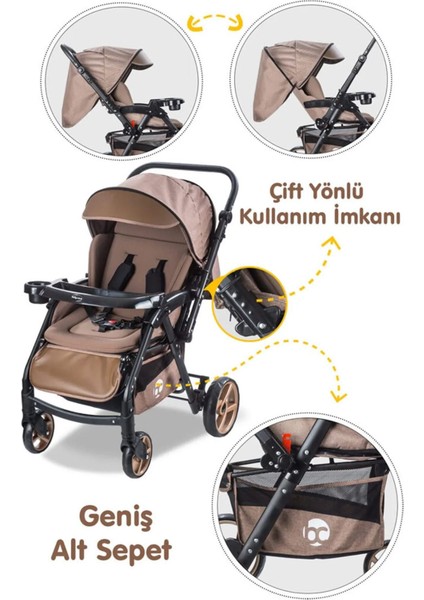 Combo Maxi Pro Çift Yönlü Bebek Arabası Kahverengi fırsatları