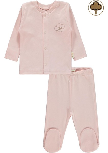 Bebek Organik Pijama Takımı 0-6 Ay Pembe