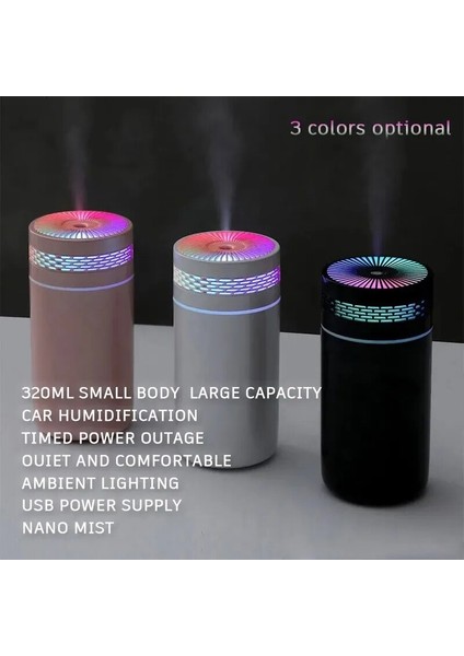 250ML Araba Hava Havasını Hava Aşırtıcı Portable Mini Spray Mist Humidifier LED Light USB Güçlü Yatak Odası ve Seyahat Aracı (Yurt Dışından)