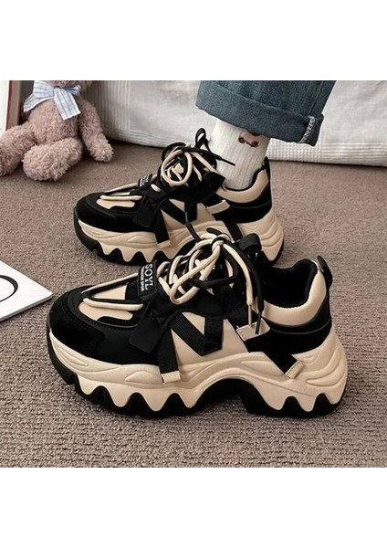 Kad Inlar Için 2023 Yeni Tıknaz Sneakers Dantel-Up Beyaz Vulcanize Ayakkabı Rahat Moda Baba Ayakkabı Platformu Rahat Zapatillas Mujer (Yurt Dışından)