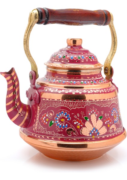 3,2 Litre El Işlemeli Nostaljik Tekli Kalaylı Dövme Bakır Demlik, Çaydanlık, Su Isıtıcısı
