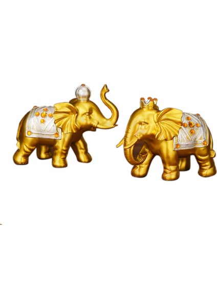 (2 Adet) Fil Dekorasyonu, Reçine El Sanatları, Masa Dekorasyonu, Altın (Yurt Dışından) fiyatları