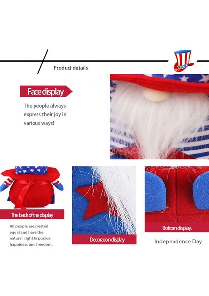 Adet Gnome Bebek Bağımsızlık Günü Dekorasyonu Yüzü Olmayan Bebek Peluş Bebek (Yurt Dışından) modelleri