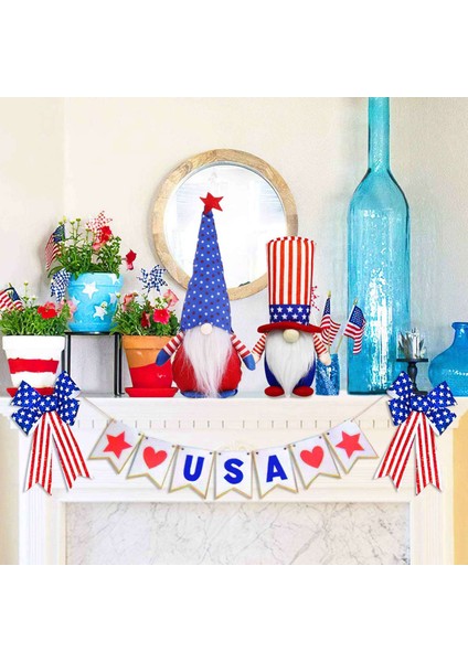 Adet Gnome Bebek Bağımsızlık Günü Dekorasyonu Yüzü Olmayan Bebek Peluş Bebek (Yurt Dışından) indirimleri