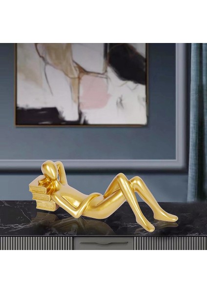 Altın Dekor Okuma Heykeli Ev Dekorasyonu C (Yurt Dışından) indirimleri