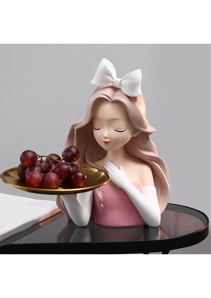 Kız Heykeli Vazo Reçine Model Tepsi Oturma Odası Dekorasyonu, 29X28CM (Yurt Dışından) indirimleri