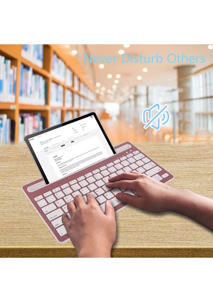 Onezero Bluetooth Klavye Multi Fonksiyonel Kablosuz Klavye 2 Cihaza Geçişi iPad Tablet Akıllı Telefon MacBook Android Ios Windows Için Entegre Stand Tutuculu Rose Gold Türkçe Klavye ZR20