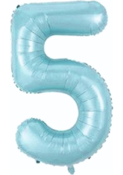 5 Rakam Açık Mavi Folyo Balon 76 cm