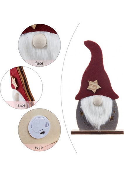 Ev Için Noel Heykeli Ahşap Parlayan Meçhul Yaşlı Süsleme, B (Yurt Dışından) modelleri