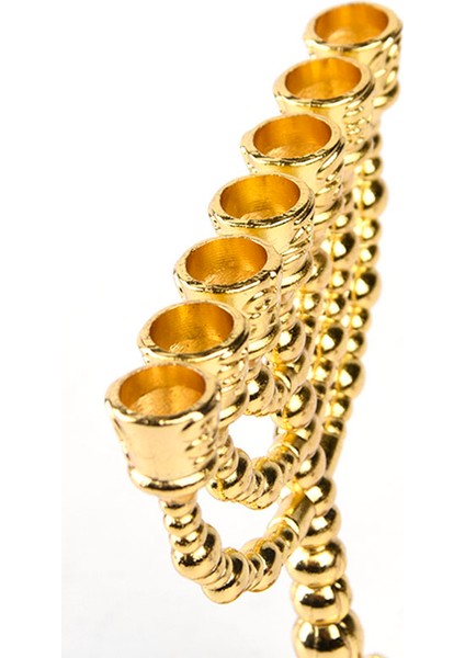Altın Yahudi Menora Mumluklar Şamdan 7 Şube Menorah -L (Yurt Dışından)