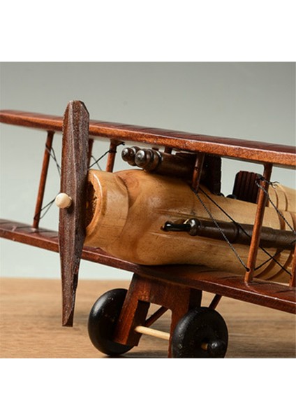 Retro Uçak El Sanatları Ahşap Uçak Modeli, Vintage Çift Kanatlı Model (Yurt Dışından) fırsatları