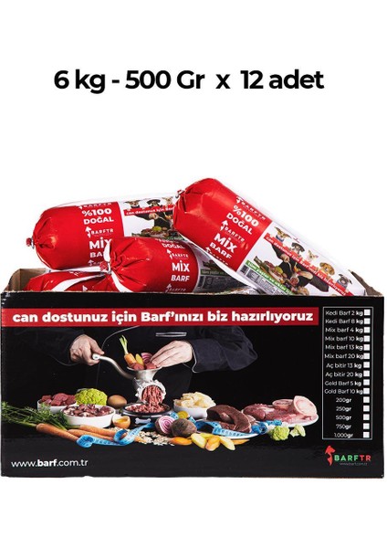 Mix Barf 6 kg Salam Paket Köpek Maması