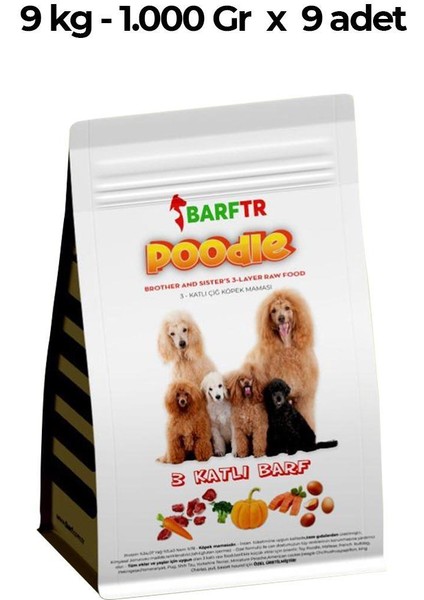 3 Katlı Barf Köpek Maması 9 Kg 1000 gr Tekli Ambalajlarda