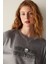 Penguen Baskılı Fuzzy Sweatshirt Gri Pijama Üstü 2