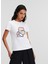 Bisiklet Yaka Baskılı Beyaz Kadın T-Shirt 235W1707 2