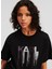 Bisiklet Yaka Baskılı Siyah Kadın T-Shirt 236W1714 3