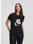 Bisiklet Yaka Baskılı Siyah Kadın T-Shirt 235W1707 2
