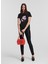 Bisiklet Yaka Baskılı Siyah Kadın T-Shirt 235W1707 1