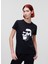 Bisiklet Yaka Baskılı Siyah Kadın T-Shirt 230W1704 1