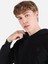 Regular Fit Baskılı Kapüşonlu Siyah Erkek Sweatshirt 4