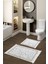 Dijital 2'li Banyo Paspas Takımı Trend Keçe Kaymaz Taban Saçaklı Modern Leann Krem 1