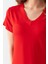 Kadın Kırmızı V Yaka Viskon Penye Tişört 5