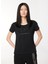 Bisiklet Yaka Düz Siyah Kadın T-Shirt 6RTT29 2