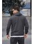 Sweatshirt Erkek Kapüşonlu Kanguru Cep Detaylı Siyah Sweatshirt 2