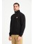Siyah Tam Fermuarlı Dik Yaka Armalı Erkek Sweatshirt 3